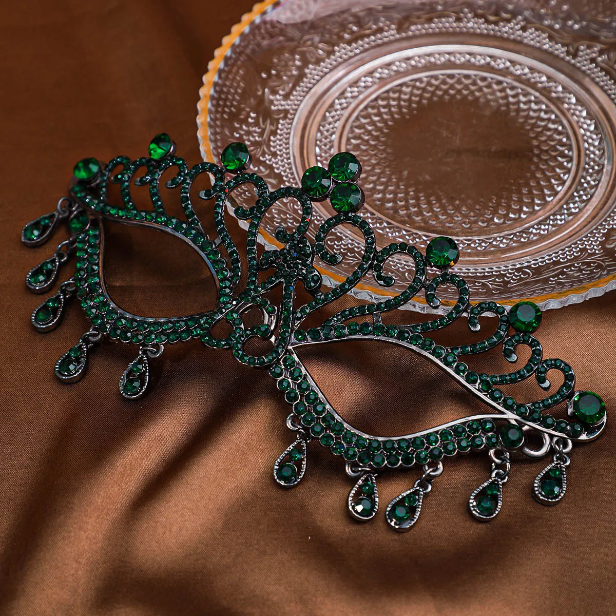 

New Bridal Women Rhinestone Masquerade Mask Crystal Fancy Mask Evening Party Mask for Masquerade Ball Banquet Cosplay