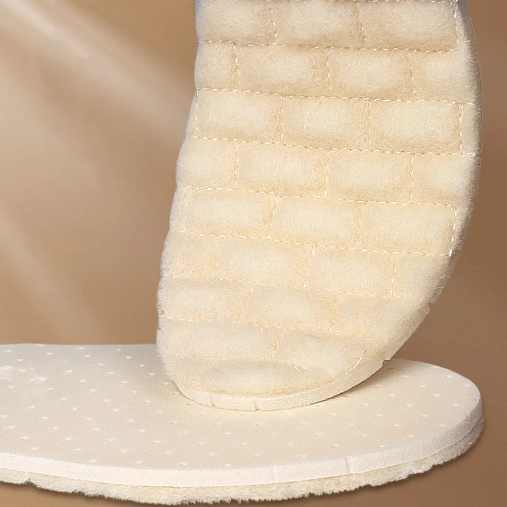 

2 Pairs Warm Insoles Thickened Fleece Latex Wool Cushions Reusable Breathable Boot Pads Shoe Inserts Men Women