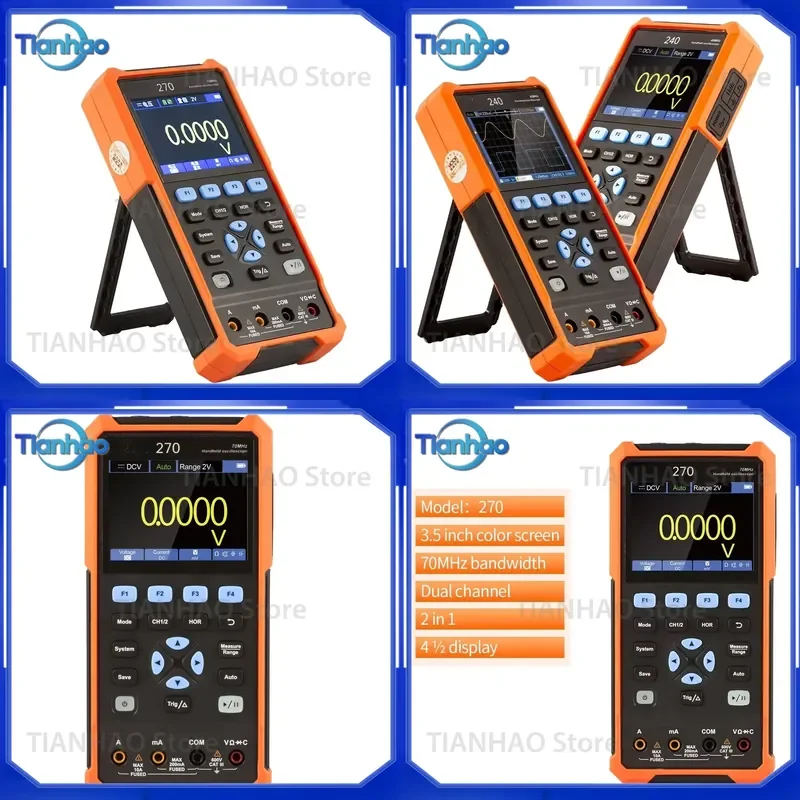for 270 Handheld Digital Oscilloscope Multimeter 2CH USB SCPI TRMS 70MHz Bandwidth 4 1/2 Digit Portable Tester Tool