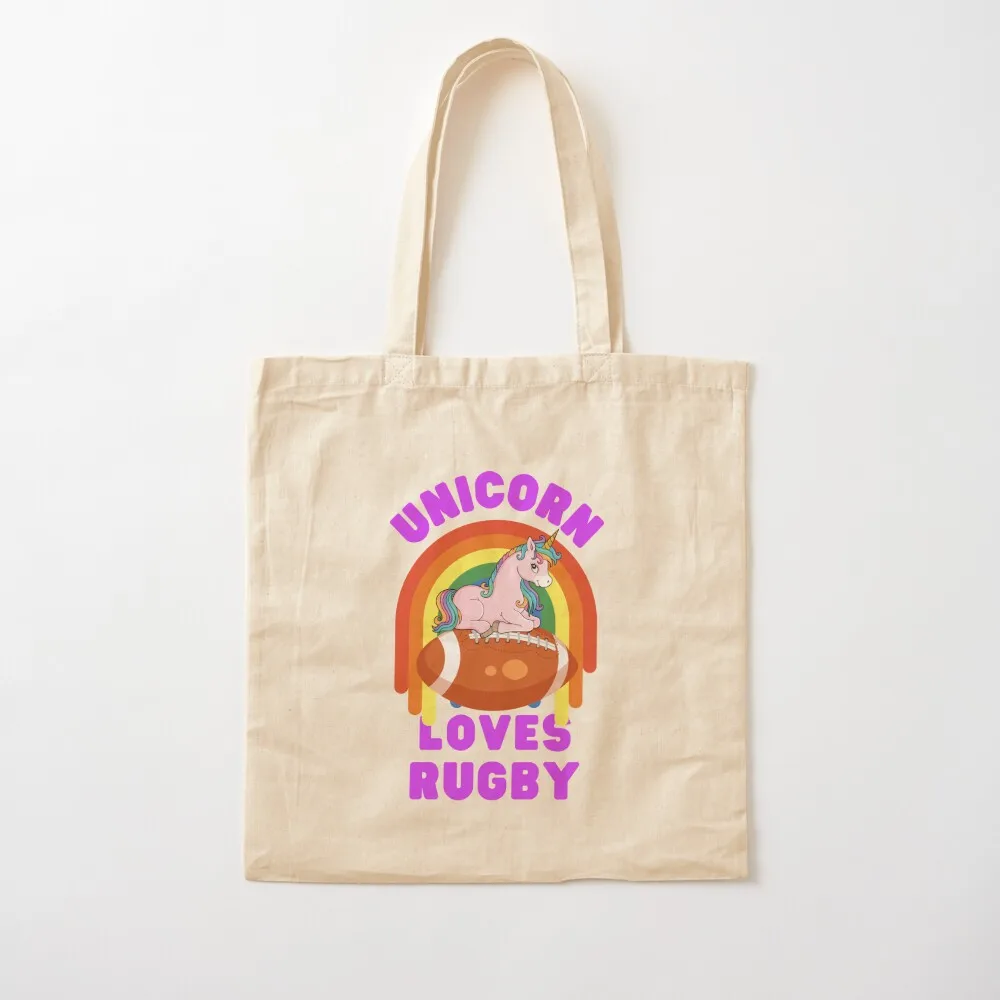 Unicorn loves Rugby Tote Bag tote bag men's Women's beach bags