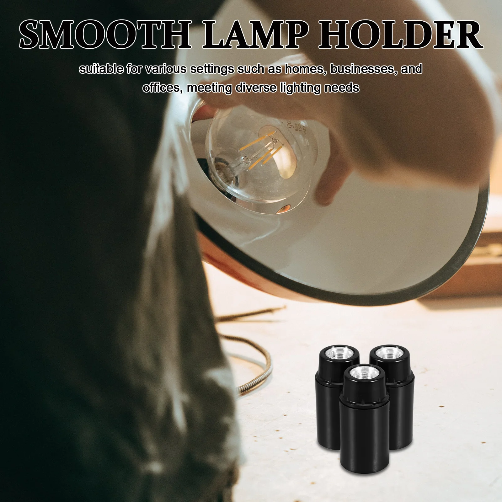 

3Pcs E14 Aluminum Cap Self-Locking Smooth Lamp Holder Bakelite Material Durable Easy Install for DIY Projects Bulb Holders