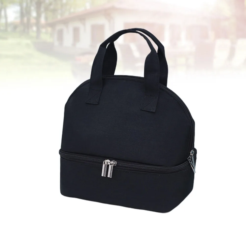 

Thickened Lunch Tote Bag Double Layer Portable Bento Pouch Large Capacity Lightweight Storage Bag For Sandwiches Water