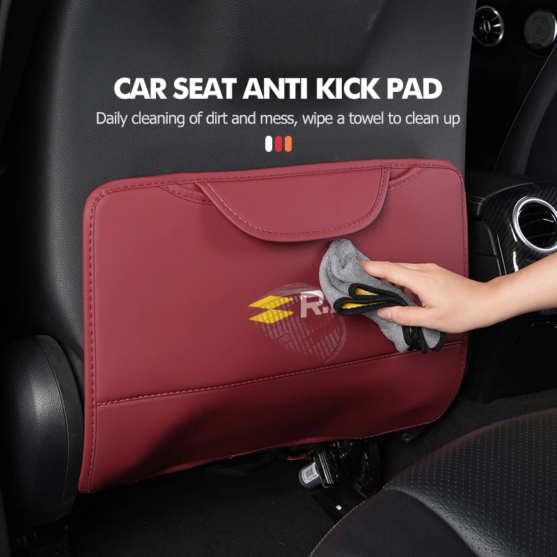 Leather Car Seat Back Protector Kick-Proof Anti Slip Child Mat For Renault RS Clio Scenic Logan Megane Koleos Sandero Safrane