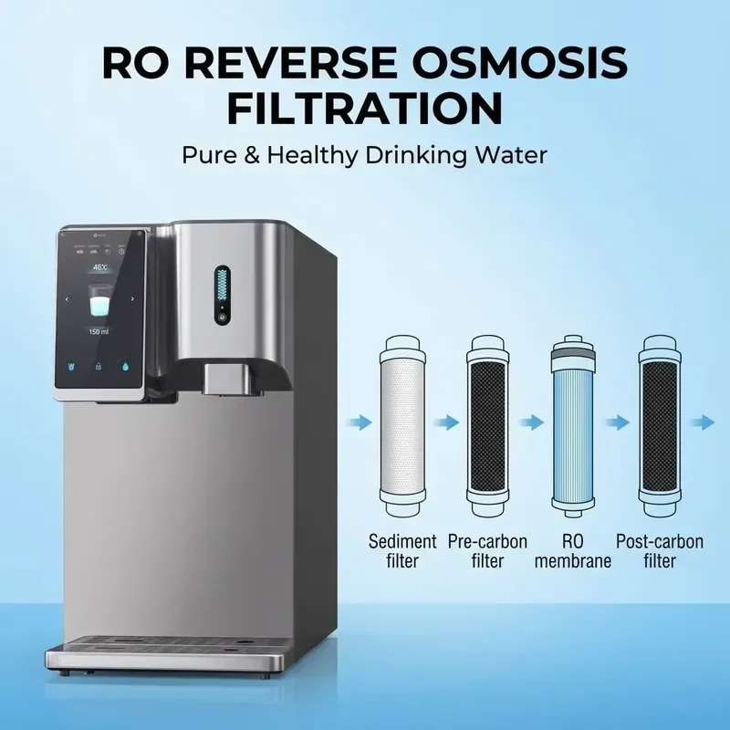 

Hot Sale Electric Countertop Water Dispenser with Ice Maker Instant Heat RO Filtration System for Household & Hotel Use