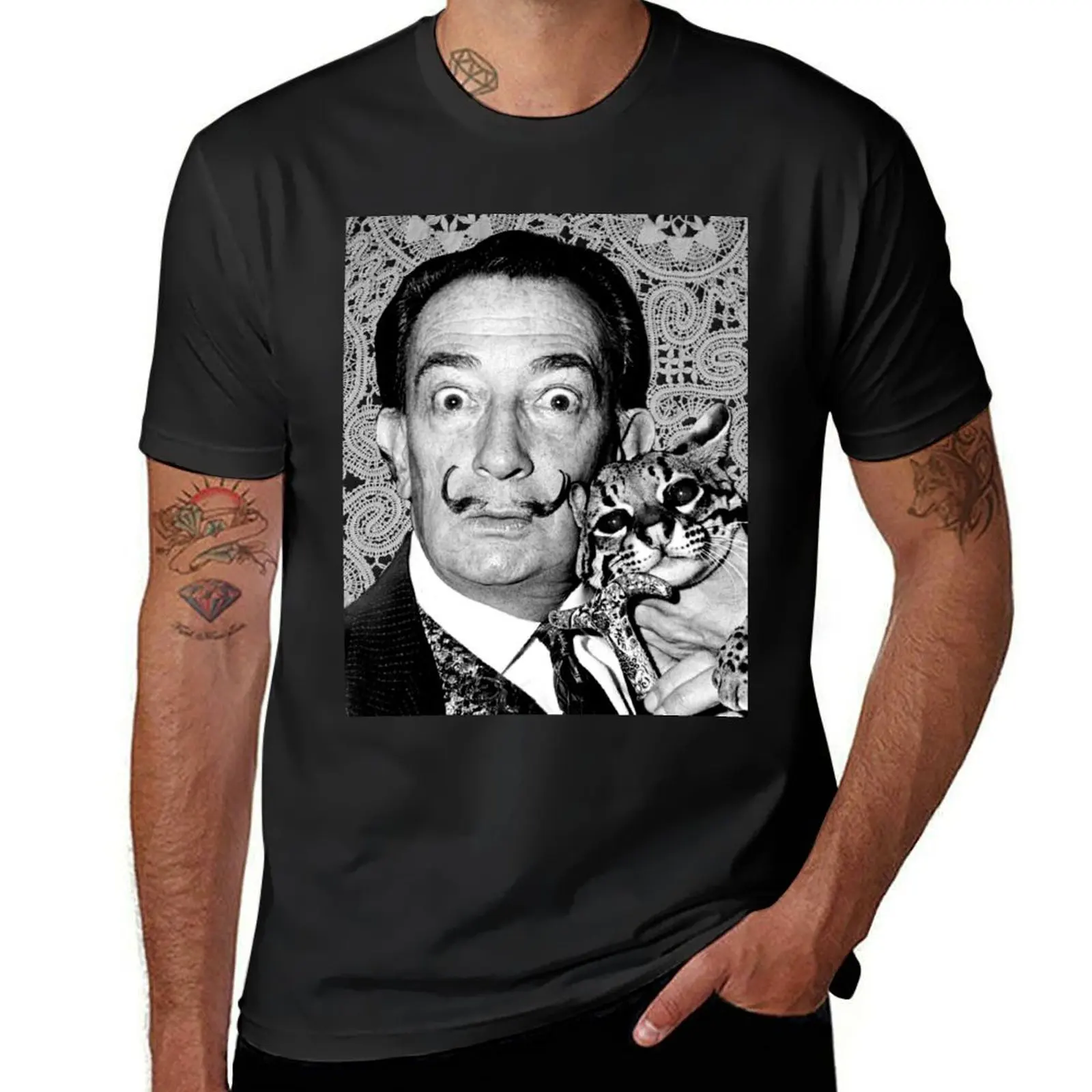 Salvador Dali and his beloved Savannah T-Shirt Blouse anime clothes graphics Men's t-shirts