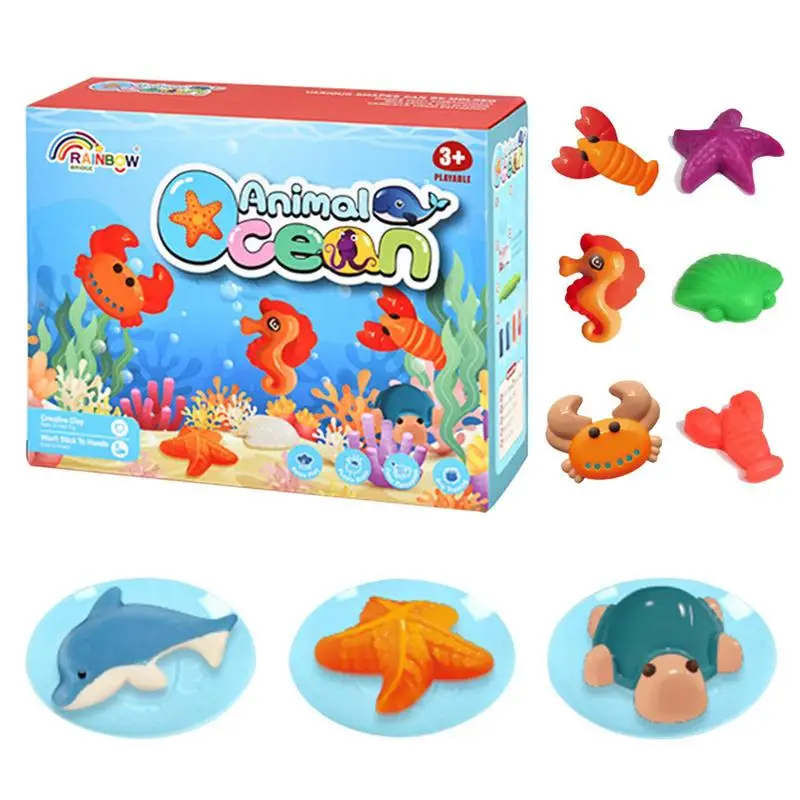 8 Colors Sea Animal Air Dry Clay Parent-child Interactive Colorful Modeling Clay Set Arts And Crafts Handmade DIY Toy For Kids