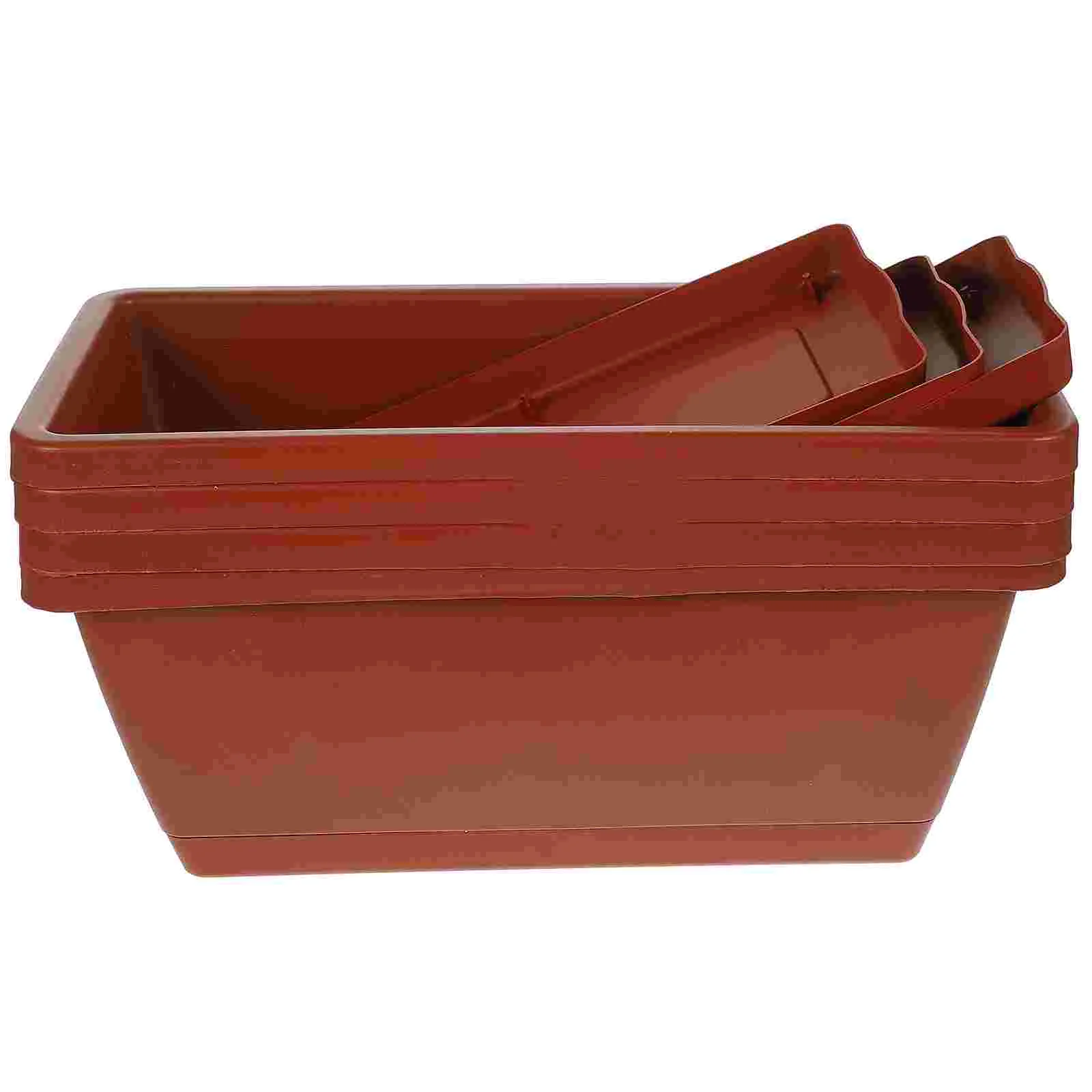 4 Pcs Rectangular Flower Pot Pots for Outdoor Plants Large Planter Houseplant Boxes