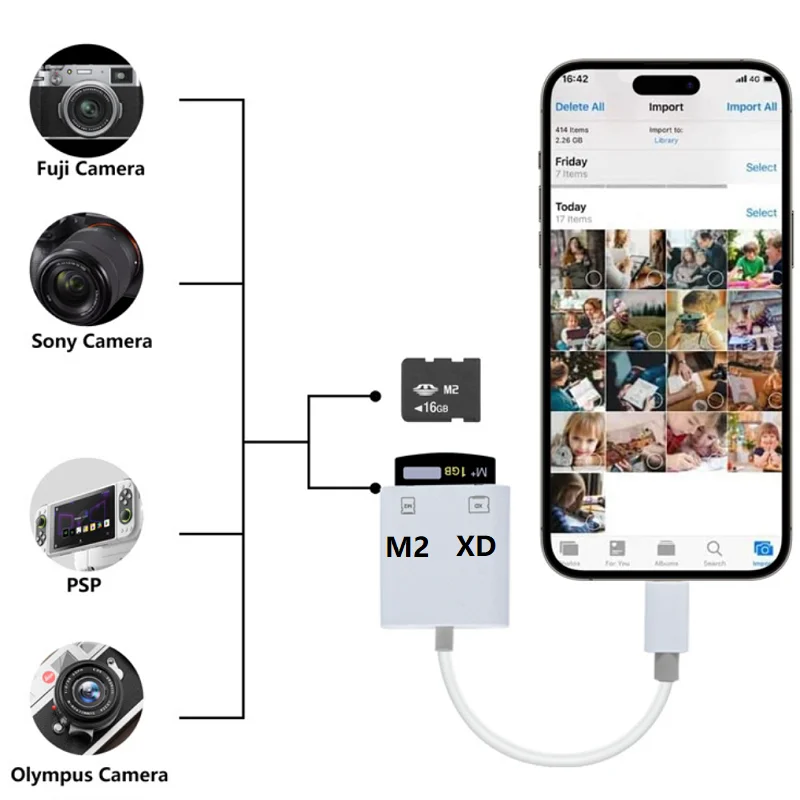 iPhone XD Card Reader Lightning/Type-c M2 Card Reader XD Picture Card Adapter for Camera Memory Card Reader USB C - Image 4