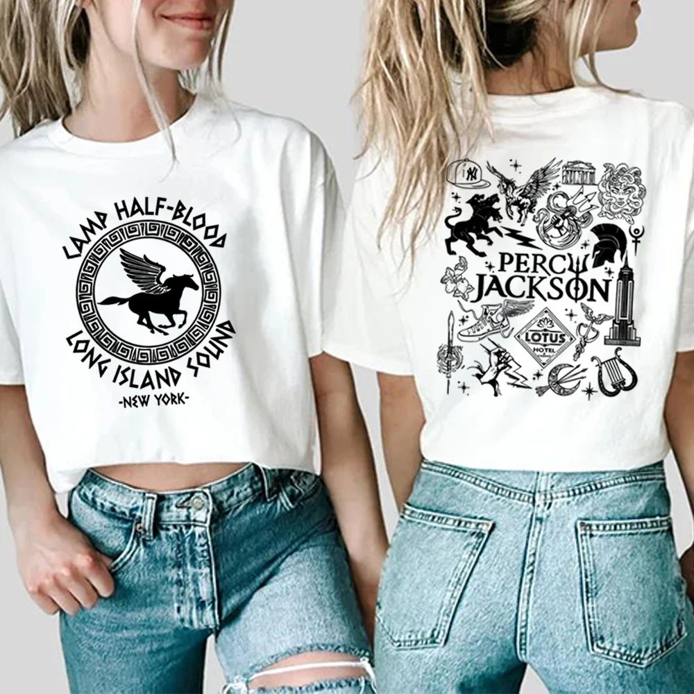 Two Sides Camp Half Blood T Shirt Harajuku Percy Jackson Graphic Shirts Camp Jupiter Shirt Y2k Top Unisex Short Sleeves Tops