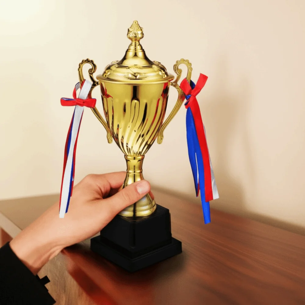 29/33/36cm Gold Trophy Cup Metal Material Large Size Competition Trophy Cup Shape Event Props Winner Trophies Classroom Use