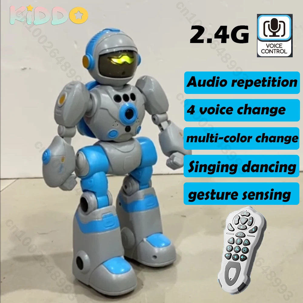 

RC Robot Toy Intelligent 2.4G Voice Dialogue Audio Repetition Recording Light Remote Control Singing Dancing Mode Wireless Toys