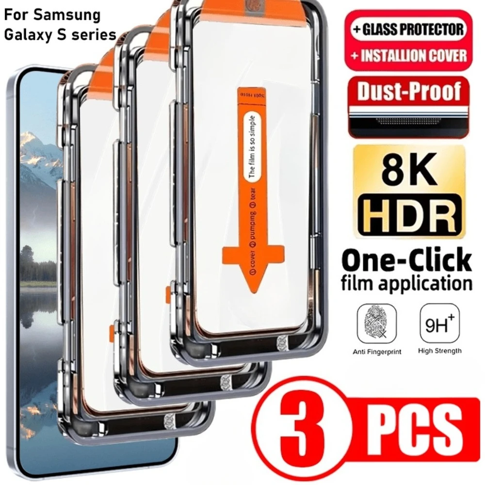 3Pcs Full Cover HD Screen Protector for Samsung Galaxy S26 S25 S24 Ultra S23 S22 S21 Plus S25 S26 Edge Easy Installation Glass