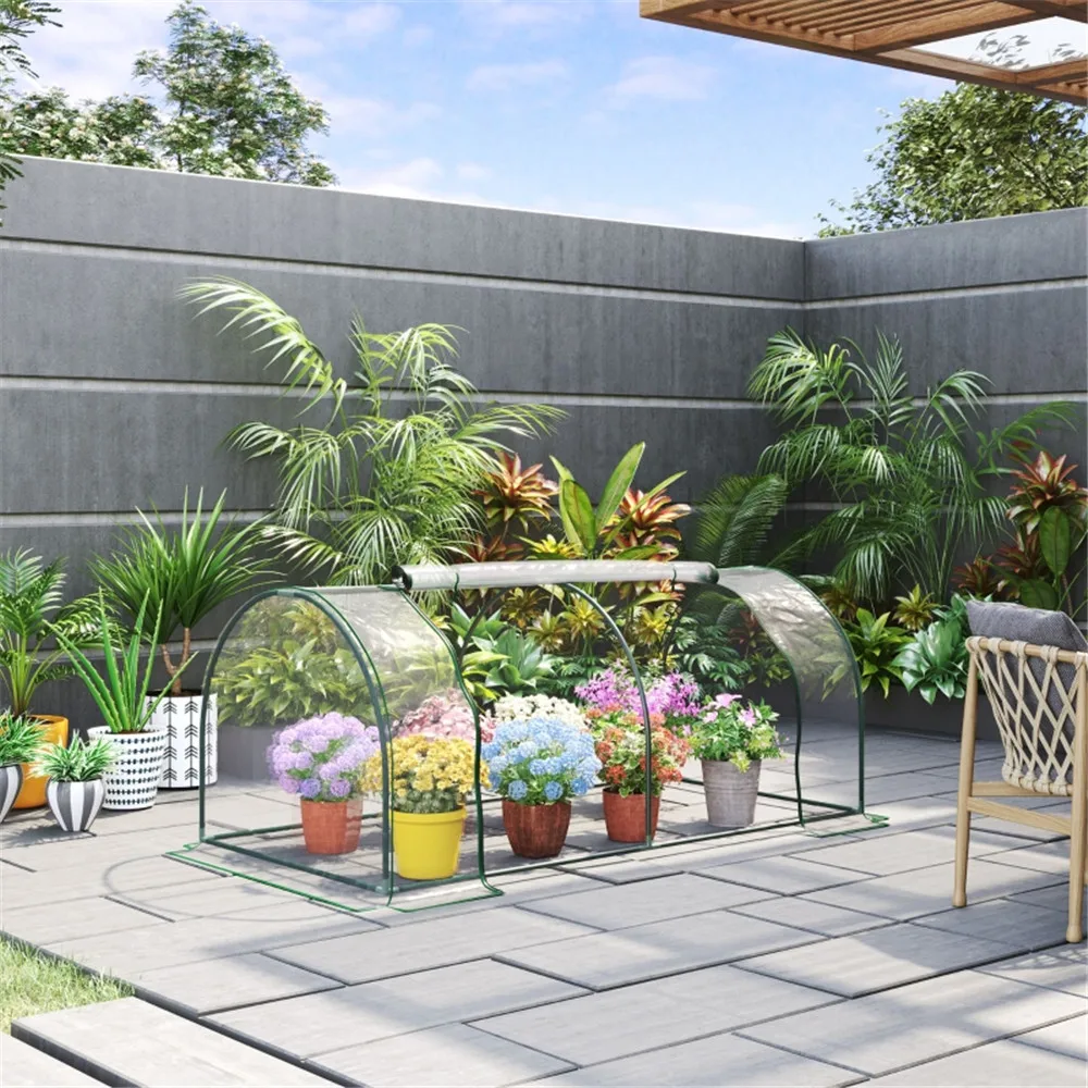 

Mini Greenhouse with PVC Cover - Durable Patio Greenhouse for Extending Growing Season, Steel Frame