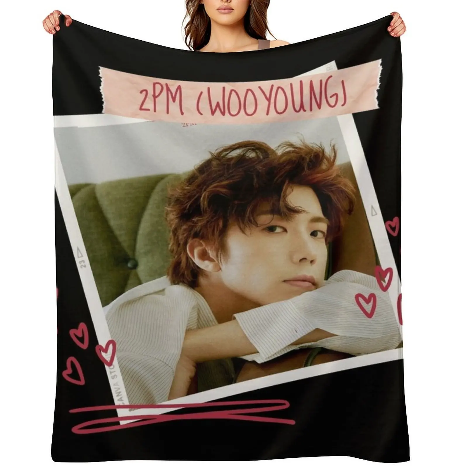 

PM - 2PM Comeback wooyong Throw Blanket Retros Sofas valentine gift ideas Decorative Beds Blankets