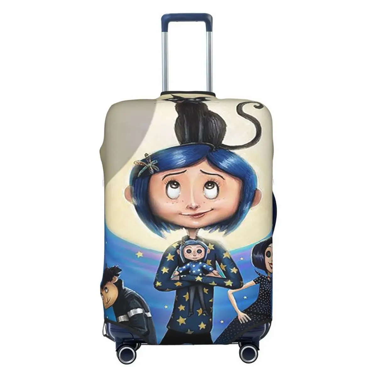 

Horror Movie Coraline Travel Luggage Cover Elastic Halloween Suitcase Cover Protector Fit 18-32 Inch
