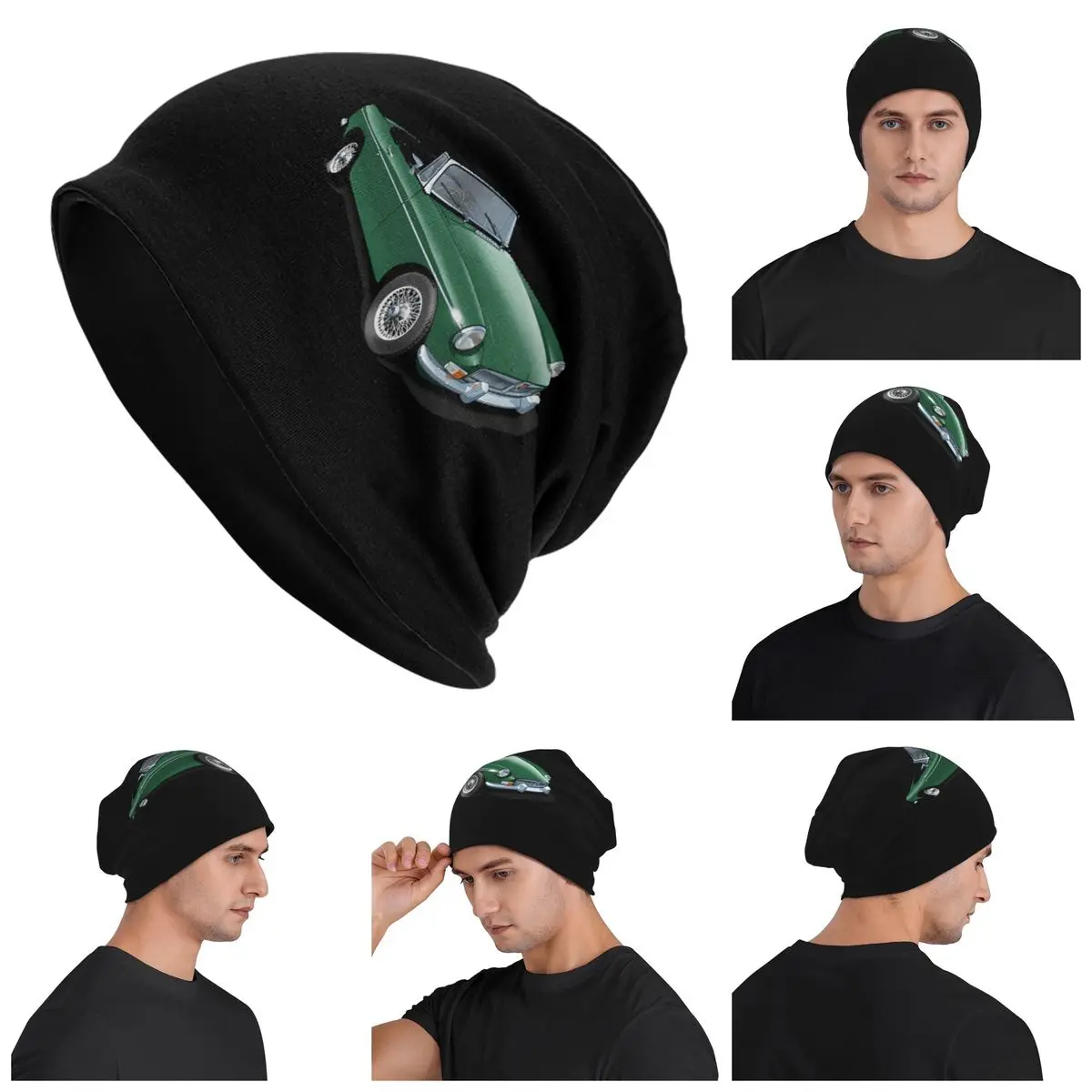 

MGB Roadster In British Racing Green Warm Knitted Cap Fashion Bonnet Hat Autumn Winter Outdoor Beanies Hats for Unisex Adult
