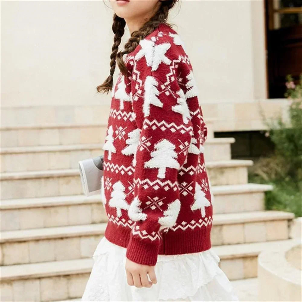 New Christmas Sweater with Neck Boys Girls Children Clothes Winter New Sweaters Top Knitwear Clothes for 3 4 5 7 12 14Years