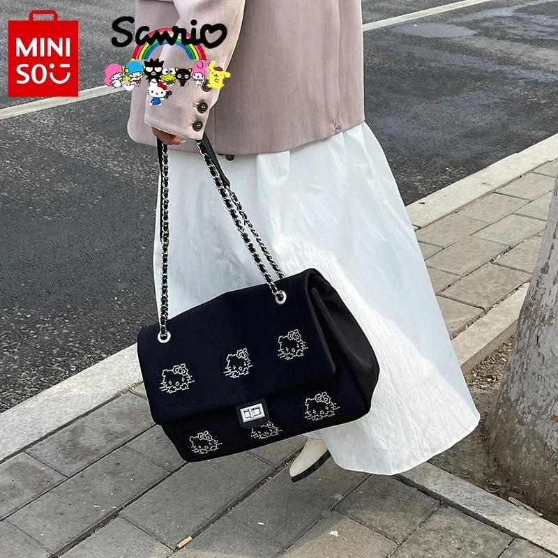 Mini 2024 HelloKitty nowa damska torba na ramię modna wysokiej jakości damska torebka czarna uniwersalna damska torba na zakupy