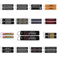 Cute Cat Embroidery Key Fobs ADHD Quotes Key Tags Koi Fish Keychain for Motorcycle Cars Key Holder Pendant Jewelry Chaveiro Gift