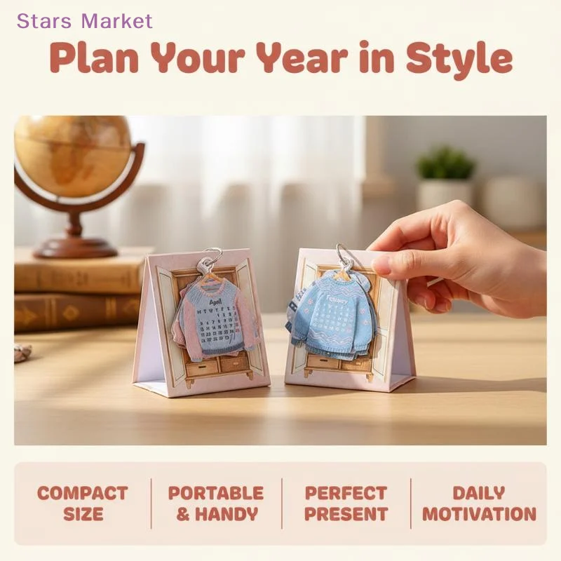 New 2027 Creative Desktop Calendar Clothing Shaped Pages And Ring Binding For Home Office Desk Decor Daily Schedule Arrangement
