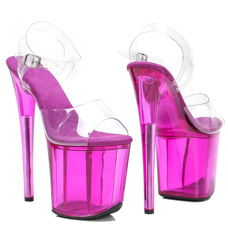 Leecabe/20 см/8 дюймов, прозрачный верх из ПВХ с открытым носком, модные прозрачные сандалии на высоком каблуке для стриптиза на платформе, обувь для танцев на пилоне