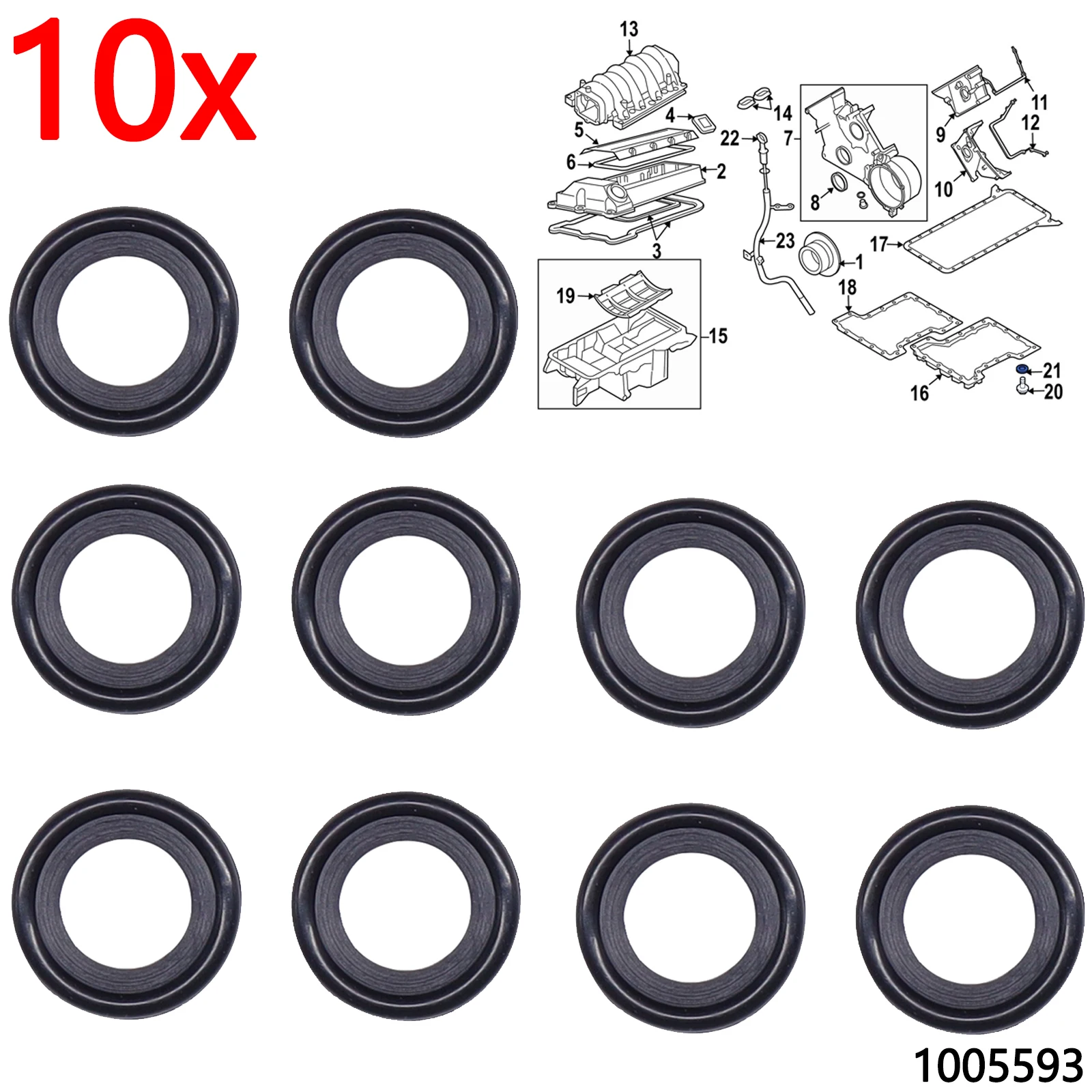 10x Auto Engine Oil Drain Plug Gaskets For Ford Mazda Volvo Jaguar Landrover 13X22X3mm Oil Pan Screw Washer Rubber Washer Gasket