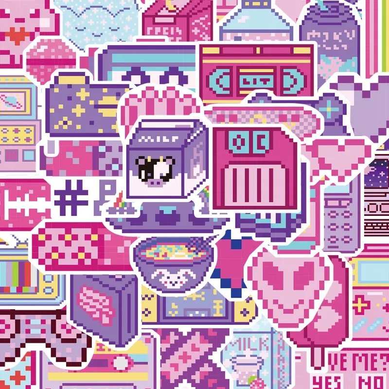 50PCS Cartoon Personality Pixel INS Creative Graffiti Decorative Stickers