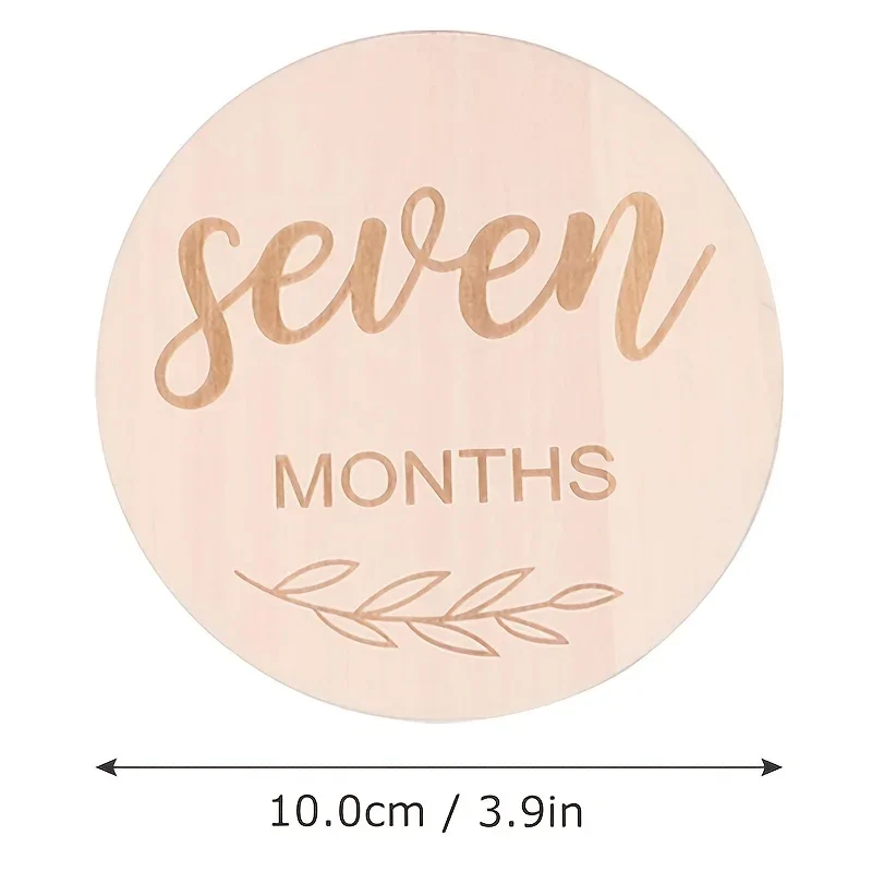 Wooden Wood Chip Month Souvenir Card Baby Growth Milestone Double Sided Laser Engraved Wooden Chip Newborn Photography Props