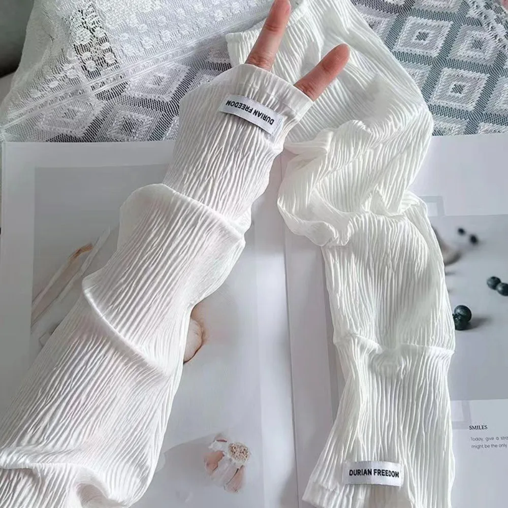 Stretchy Ice Silk Arm Sleeves Thin UV Protection Hand Protector Cover Touch Screen Half Finger Sleeves Sports