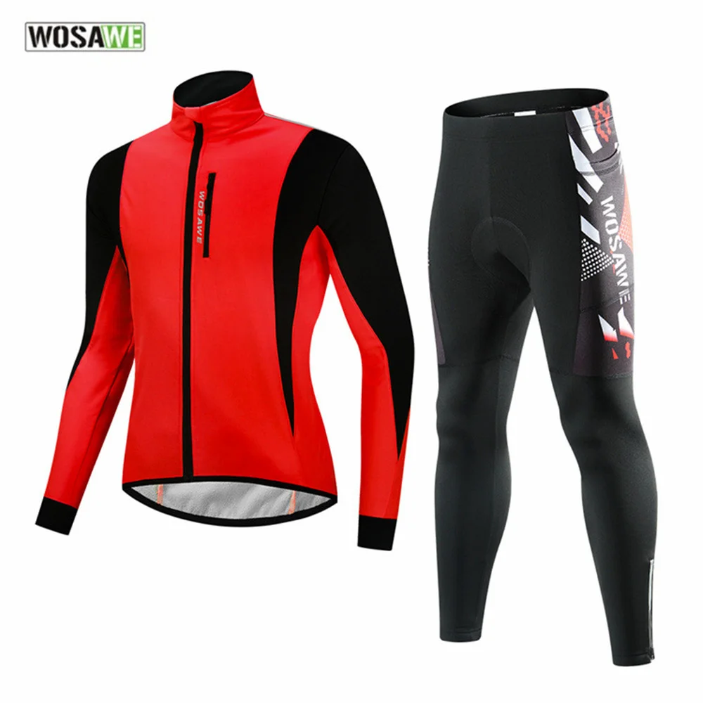 

Men Fleece Sportwear Windproof Waterproof Reflective Jersey Breathable Mountain MTB Road Cycling Clothes Suits