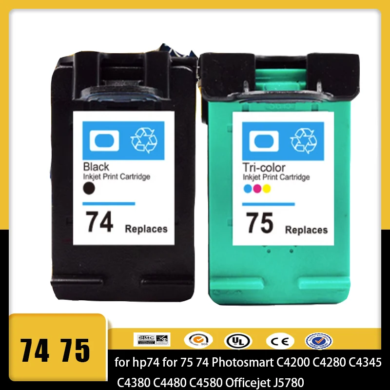 Vilaxh 74XL 75XL Ink Cartridge compatible for hp74 for 75 74 Photosmart C4200 C4280 C4345 C4380 C4480 C4580 Officejet J5780