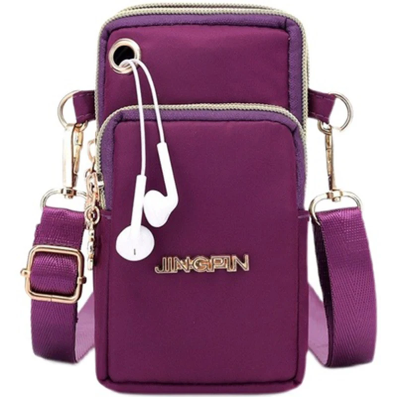 

Universal Fashion Mobile Phone Pouch Bag Pocket With Headphone Plug Women Case Wallet Outdoor Sport Arm Purse Coin Shoulder Bag