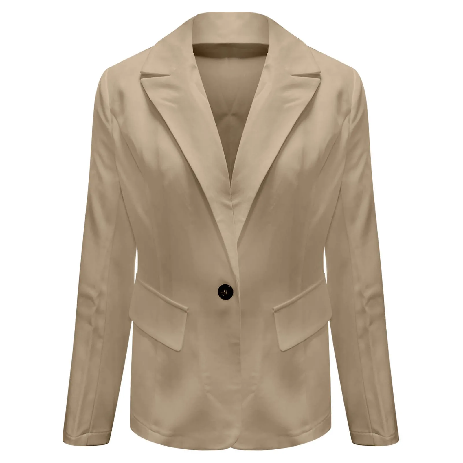 

Womens Casual Open Front Long Sleeve Lapel Collar Button Work Office Business Jacket