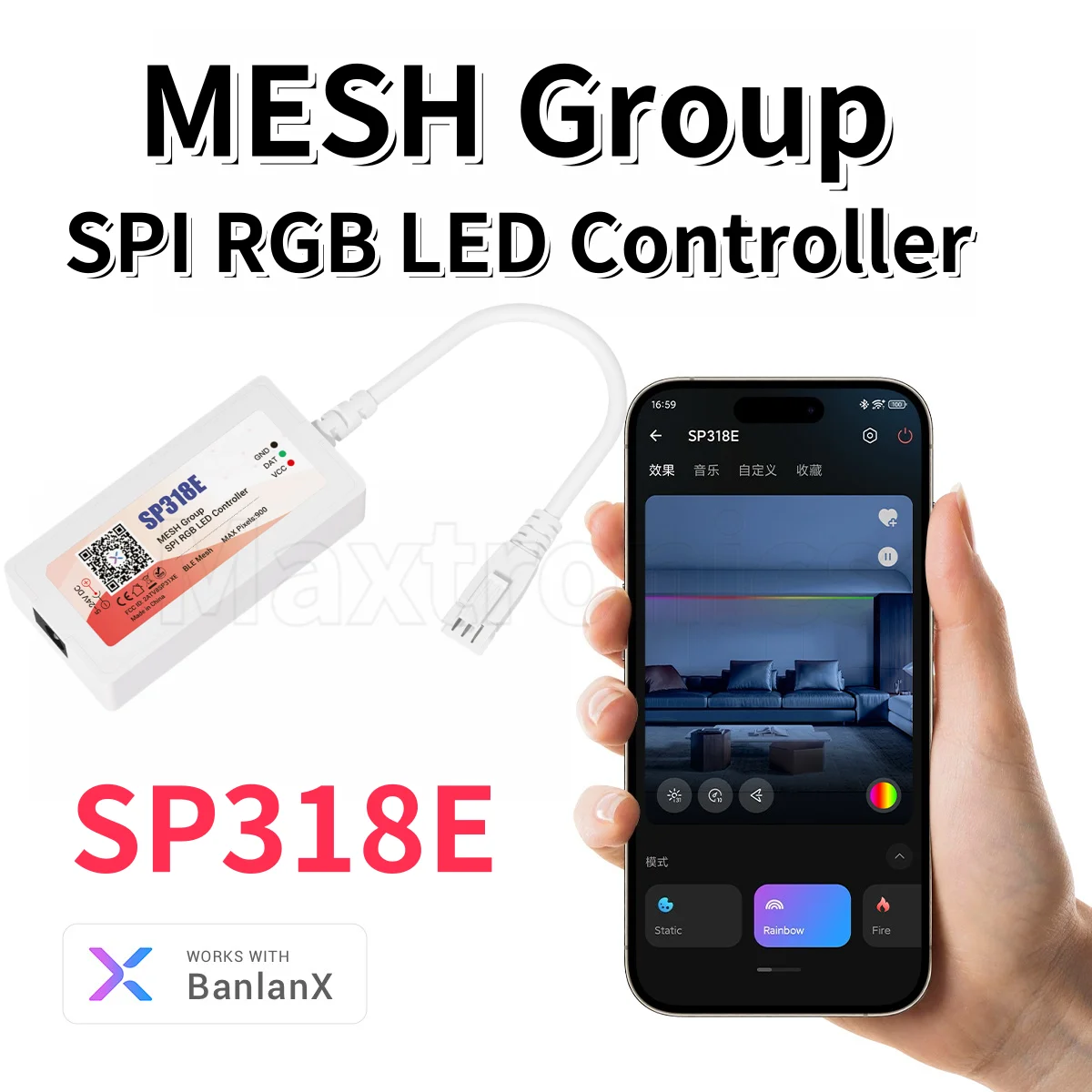 

SPI RGBIC светодиодный контроллер MESH гибкая сетевая группа управления 200 устройство приложение музыка DIY визуальный UI Bluetooth DC5-24V SP318E