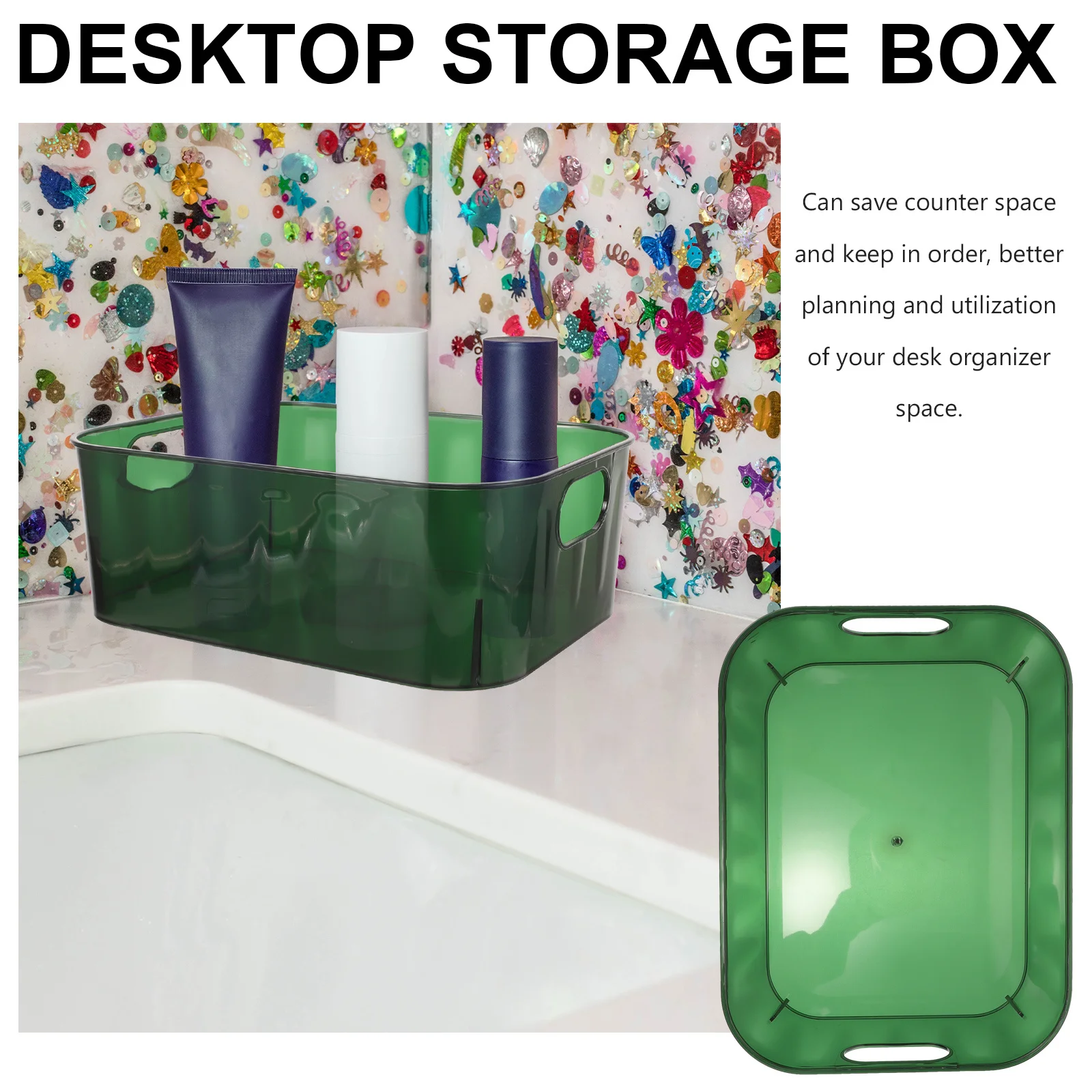 

Cosmetics Organizer Transparent Storage Bin for Makeup Tools Toiletry Stationery Small Parts Desktop Bathroom Desk Shelf Basket