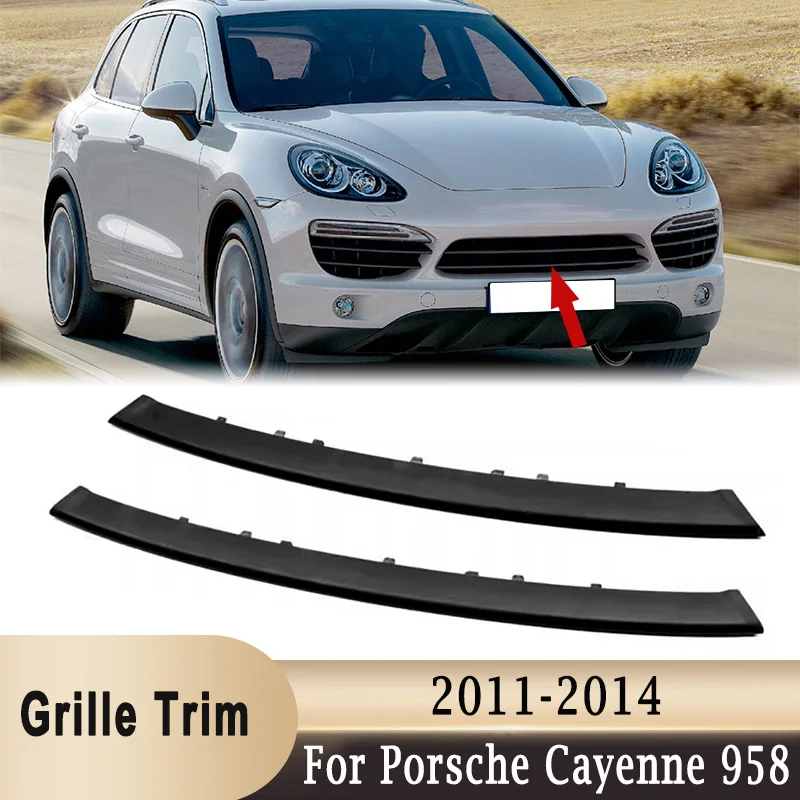 

2Pcs Front Bumper Center Radiator Grille Decoration Molding Trim 95850597300 95850597400 For Porsche Cayenne 958 2011-2014