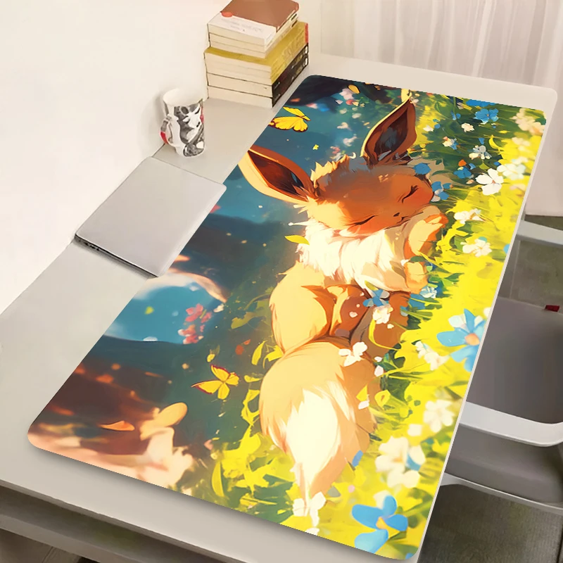 Large Kawaii Mouse Pad Laptop Non Slip Gaming Keyboard Rug New Japan Anime P-pokemon E-eevee Mousepad XXL Gamer Cabinet Desk Mat