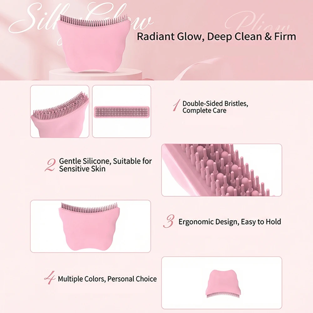 Portable Silicone Facial Cleansing Brush, Manual Exfoliating Face Scrubber, Gentle Massaging Tool for Sensitive Skin