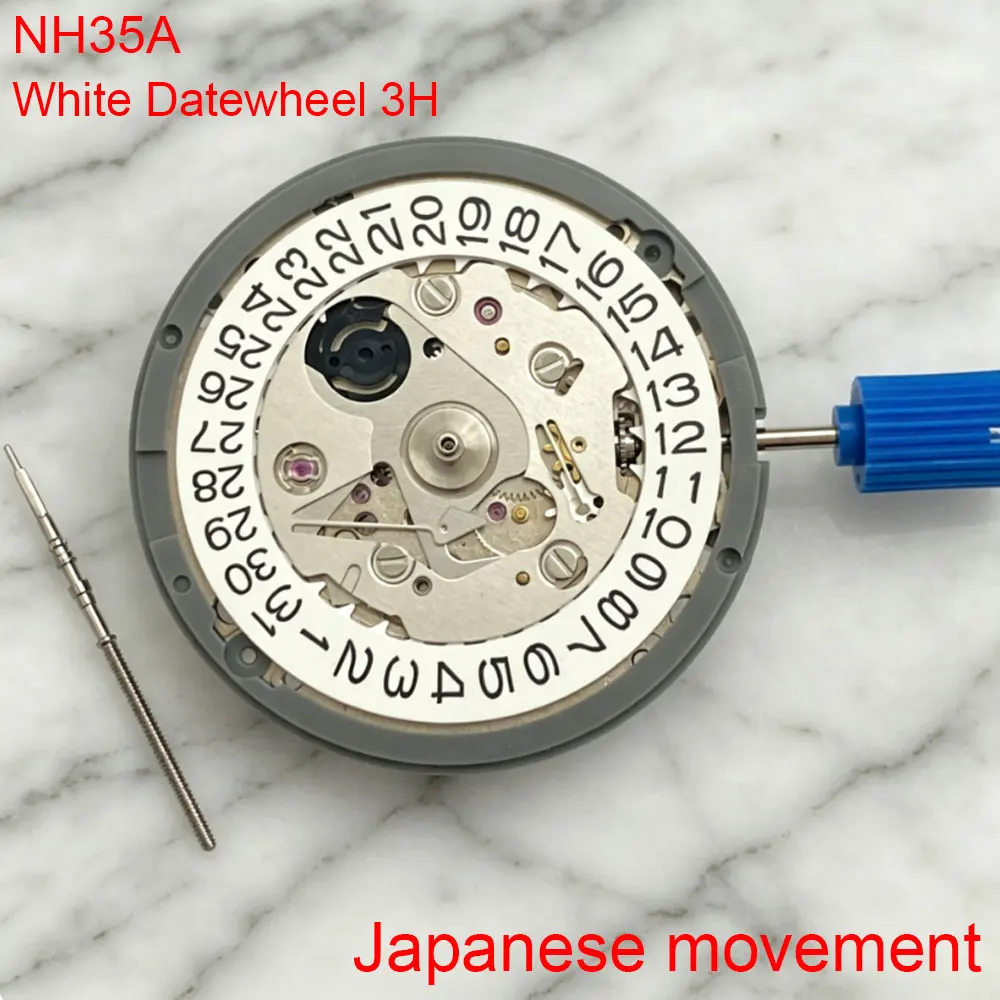 

NH35A Japanese high-precision original movement with 24 Jewels mechanical automatic seiko movement white and black date at 3:00