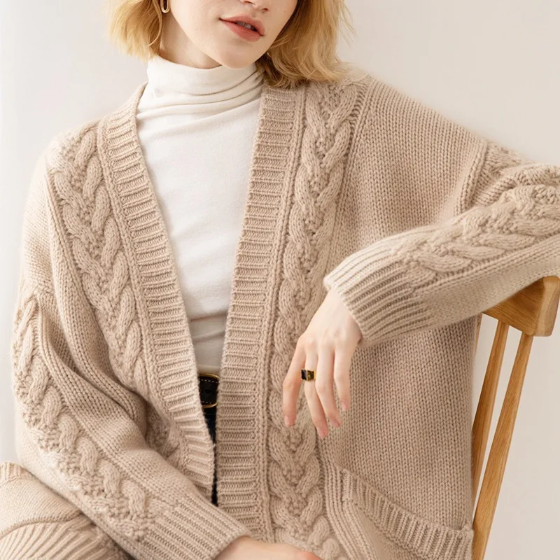 Women Belted Cable Knit Cardigan Long Sleeve Shawl Collar Patch Pockets 2025 Autumn Casual Women Outerwear Daily Cozy Chic Coat #2
