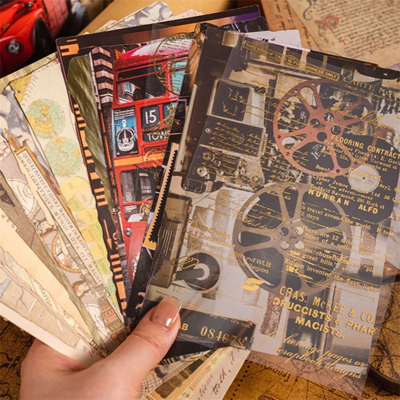 New22 Pcs DIY Journal Retro Map Material Paper Scrapbooking Journal Collage Album Diary Decoration Large Size Background Paper