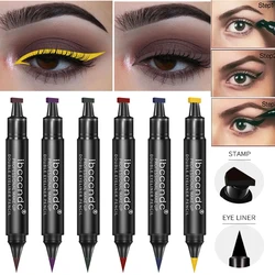 New 2 In1 Eyeliner Stamp Double-Headed Seal Liquid Pencil Waterproof Lasting Triangle Seal Black Eye Liner Eye Makeup Tool