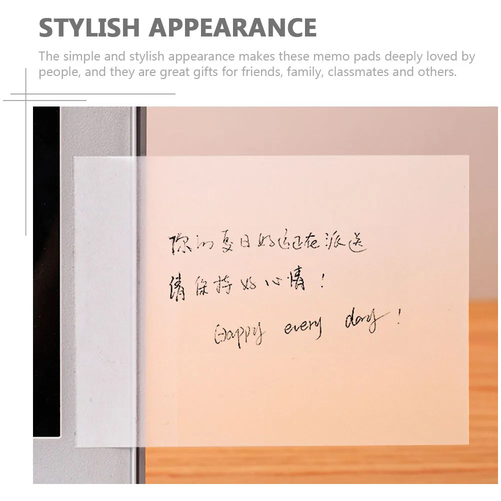 

5Pcs Transparent Waterproof Sticky Memo Pads Note Pads Practical Student Stationery Clear Adhesive Memo Reminder Notes