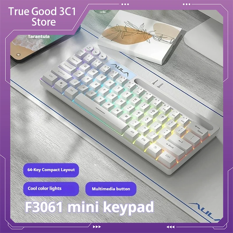 Aula F3061 Keyboard Wired Usb Color Esports Gaming Esports Desktop Laptop Office Small Portable Keyboard 64 Key