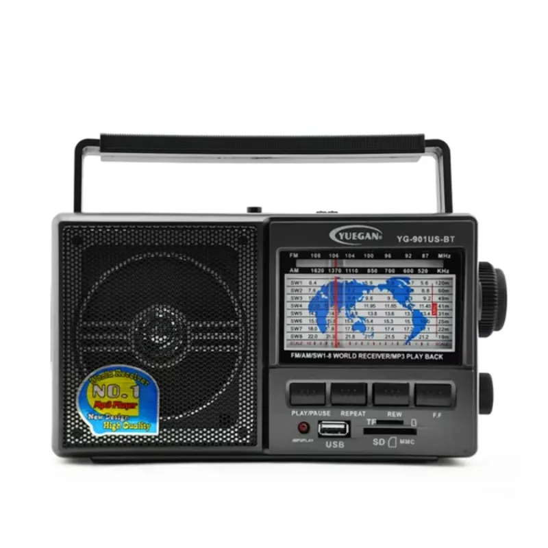 YG-901US-BT Yuegan 901 Portable Bt- Radio Fm Y Am Rechargeable Usb/Tf  Mp3 Player Am Fm Sw1-8 10 Bands Solar Po Radio