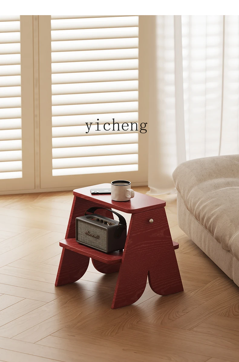 Home Creative Ladder Stool Multifunctional Foot Stool Living Room Entrance Shoe Change Stool Solid Wood Sofa Side