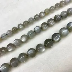 Natural Gray Moonstone 6mm 8mm 10mm 12mm DIY Loose Beads For Jewelry Making Strand 15