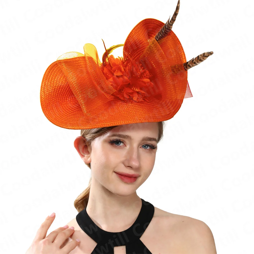 

Women Formal Fascinator Hats Flowers Hair Clip For Ladies Elegant Party Banquet Chapeau Cap Kentucky Derby Wedding Headpiece