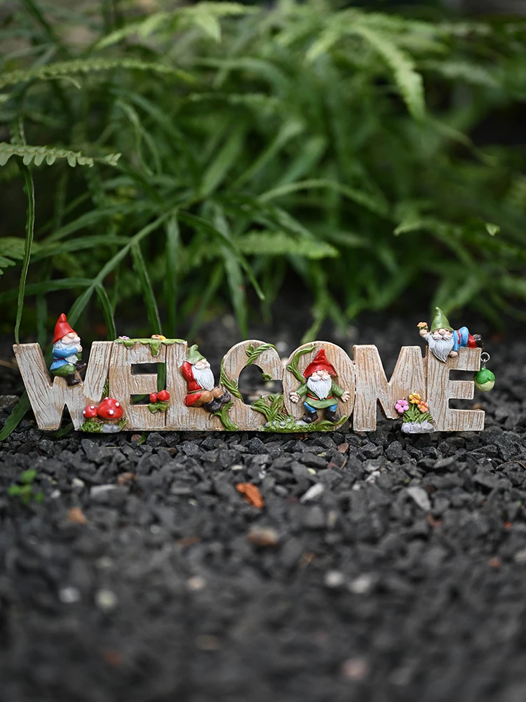 

Приветственная открытка карлика из смолы, креативное украшение для сада эльфа, украшение для балкона, двора, рабочего стола