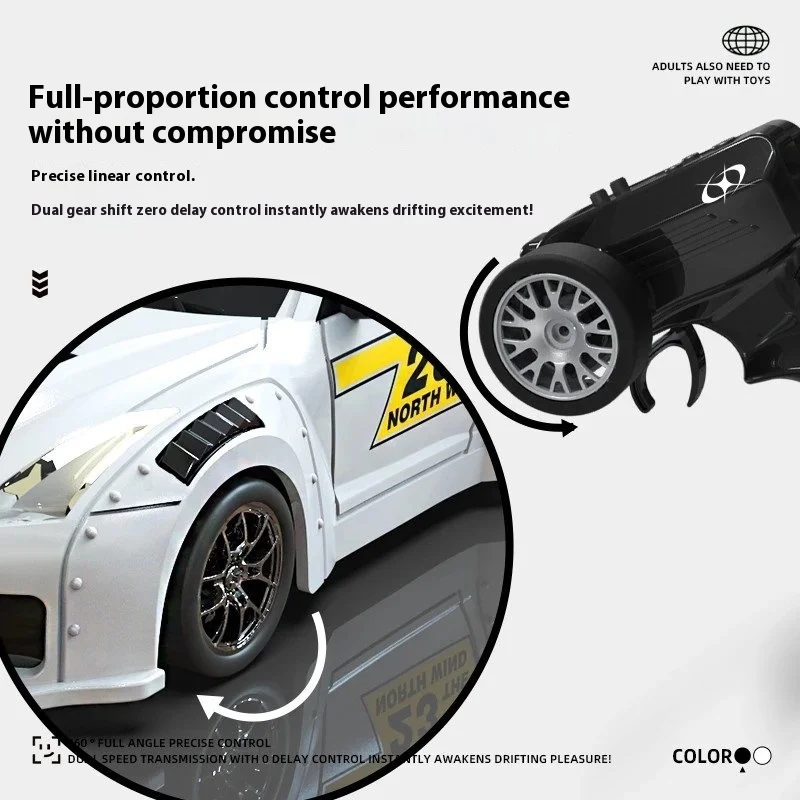 รถดริฟท์บังคับวิทยุ RC รุ่นใหม่ ขนาด 1:43 ความเร็วสูง GTR พร้อมระบบไจโรสโคป ควบคุมการเลี้ยวและเร่งความเร็ว ระบบขับเคลื่อนสี่ล้อ